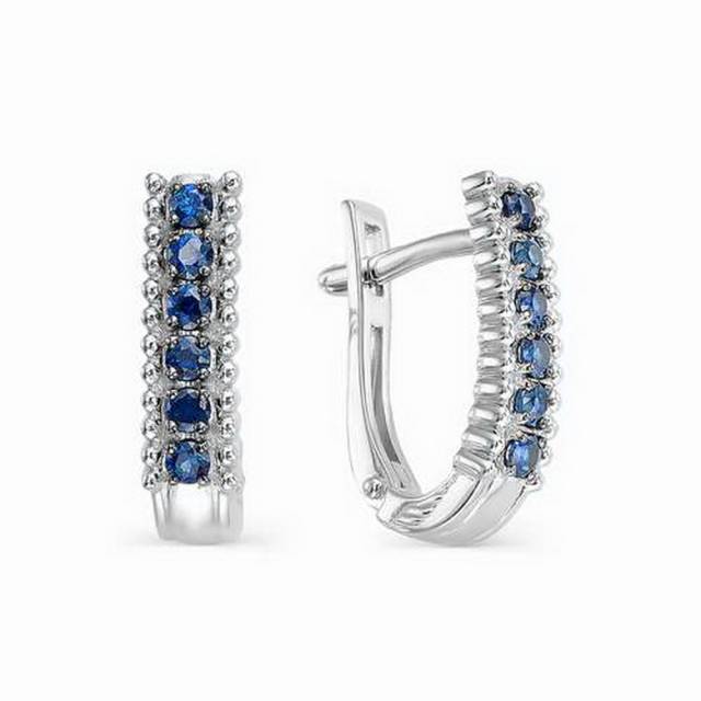 Серьги из белого золота с сапфирами (032940)