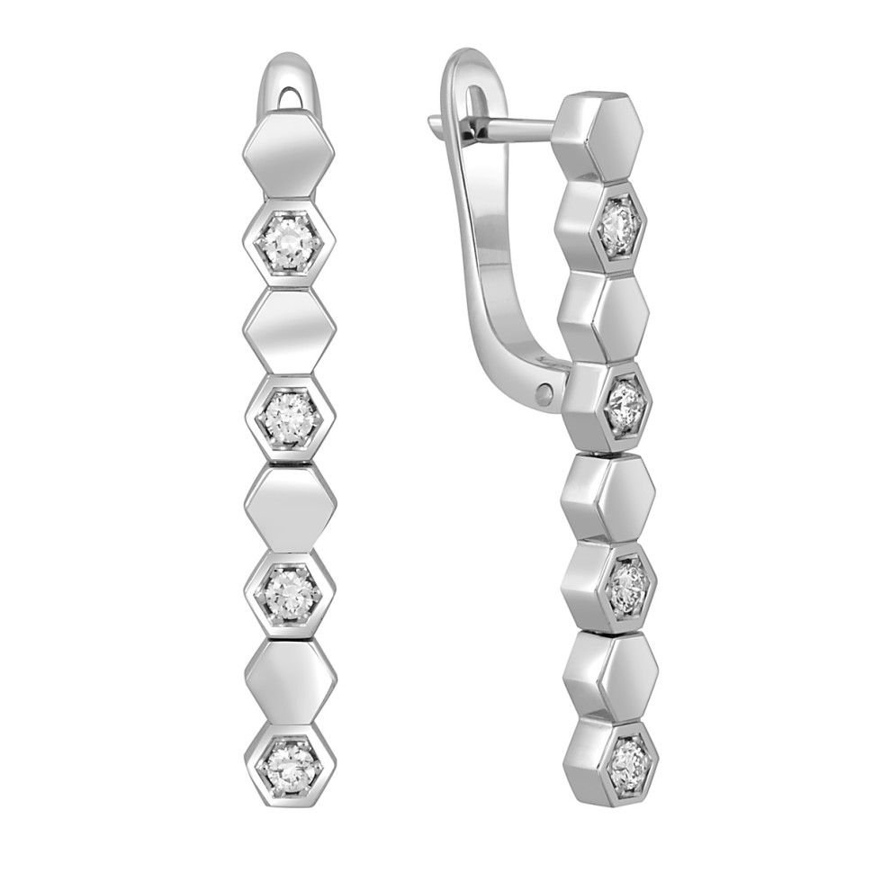 Серьги из белого золота с бриллиантами (049229)