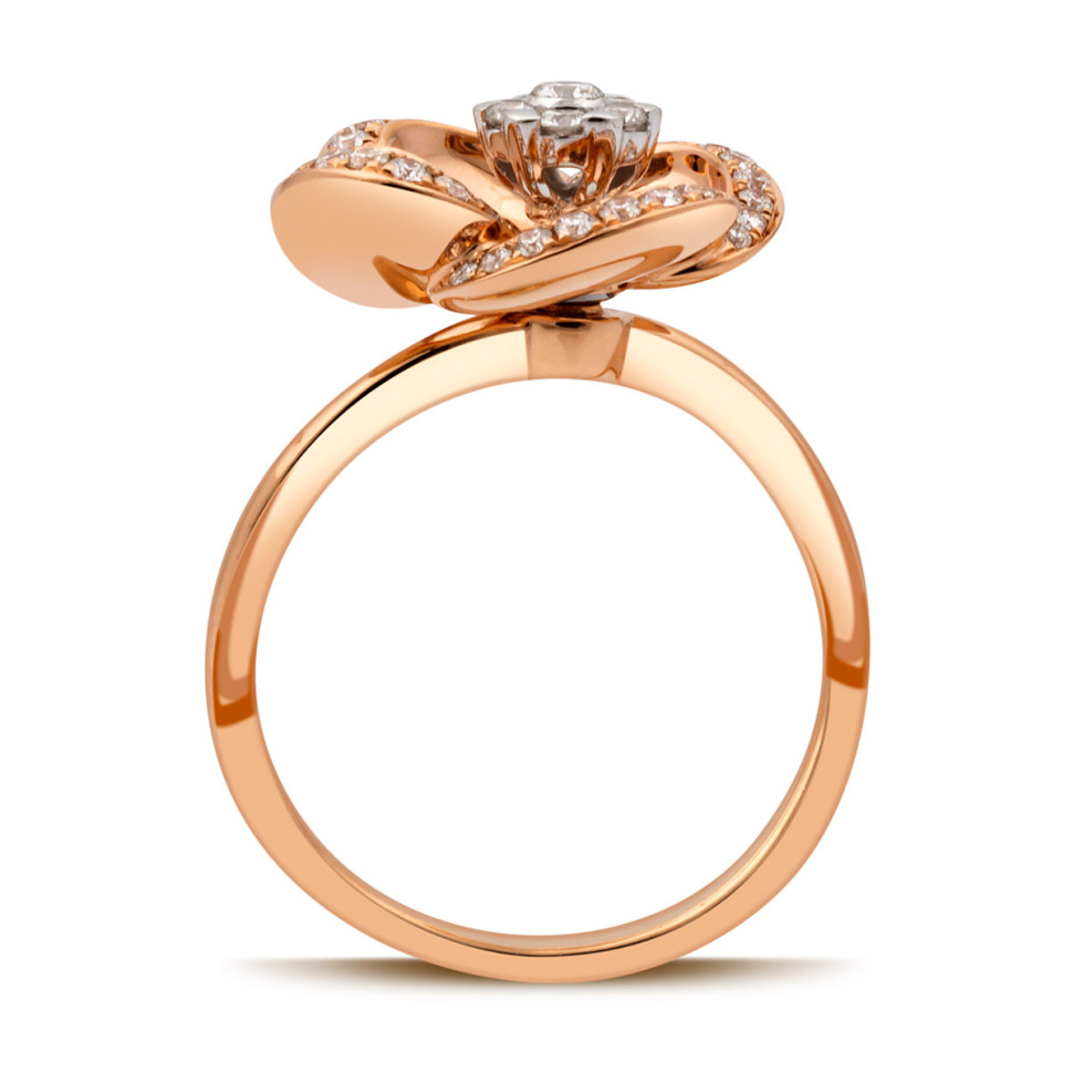 Кольцо из красного золота с бриллиантами (032206)