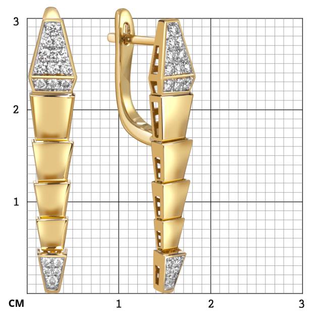 Серьги из жёлтого золота с бриллиантами (060146)