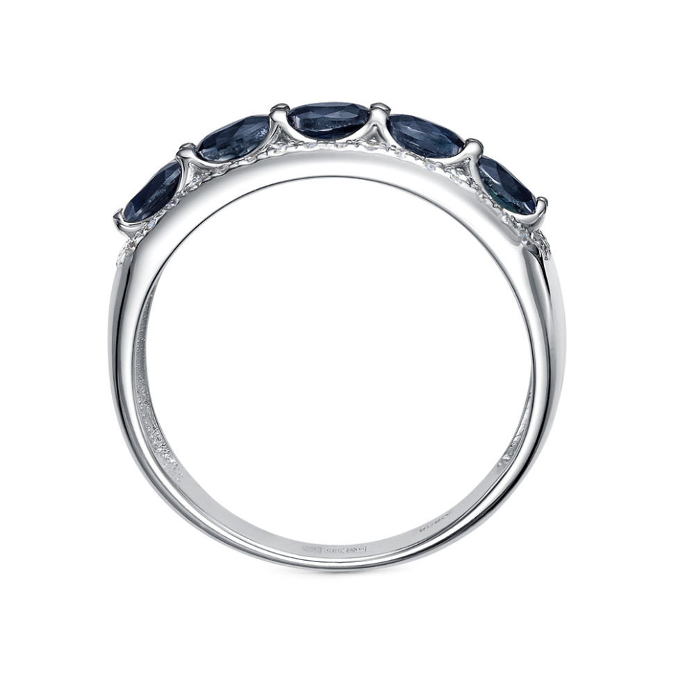 Кольцо из белого золота с бриллиантами и сапфирами (058843)