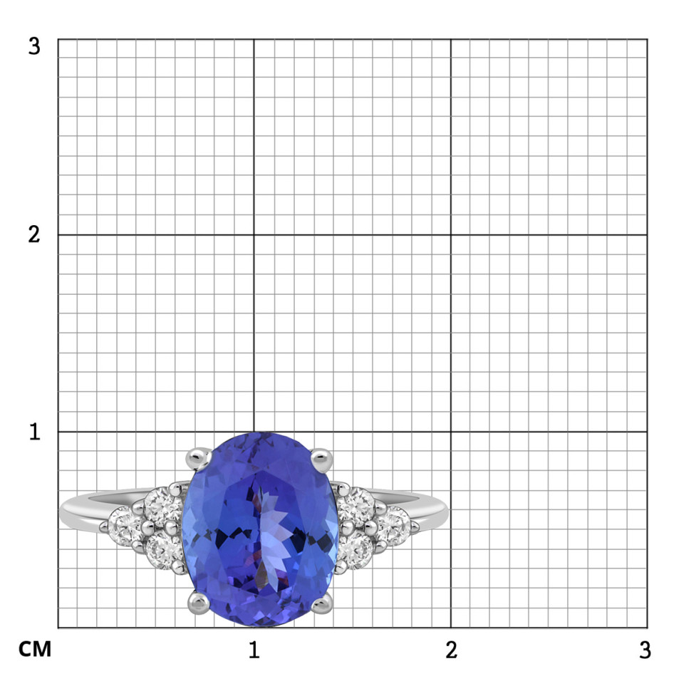 Кольцо из белого золота с бриллиантами и танзанитом (047247)