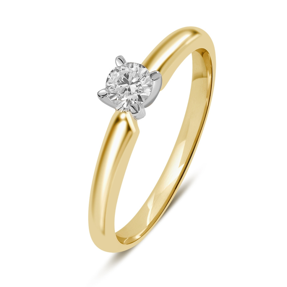 Помолвочное кольцо из комбинированного золота с бриллиантом (042935)