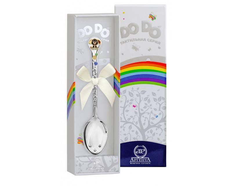 Ложка детская из серебра 925 пробы с эмалью (042391)