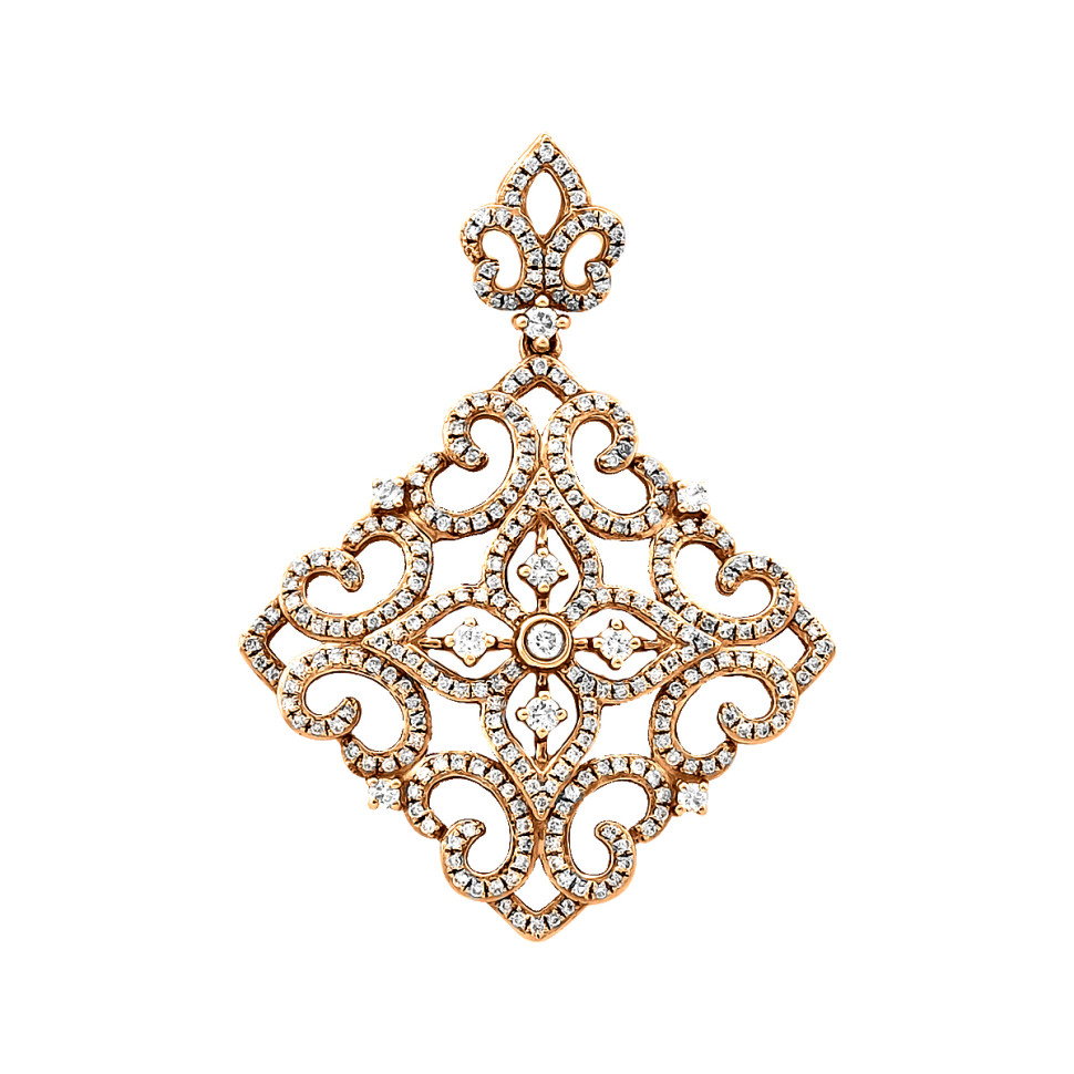 Кулон из красного золота с бриллиантами (046534)