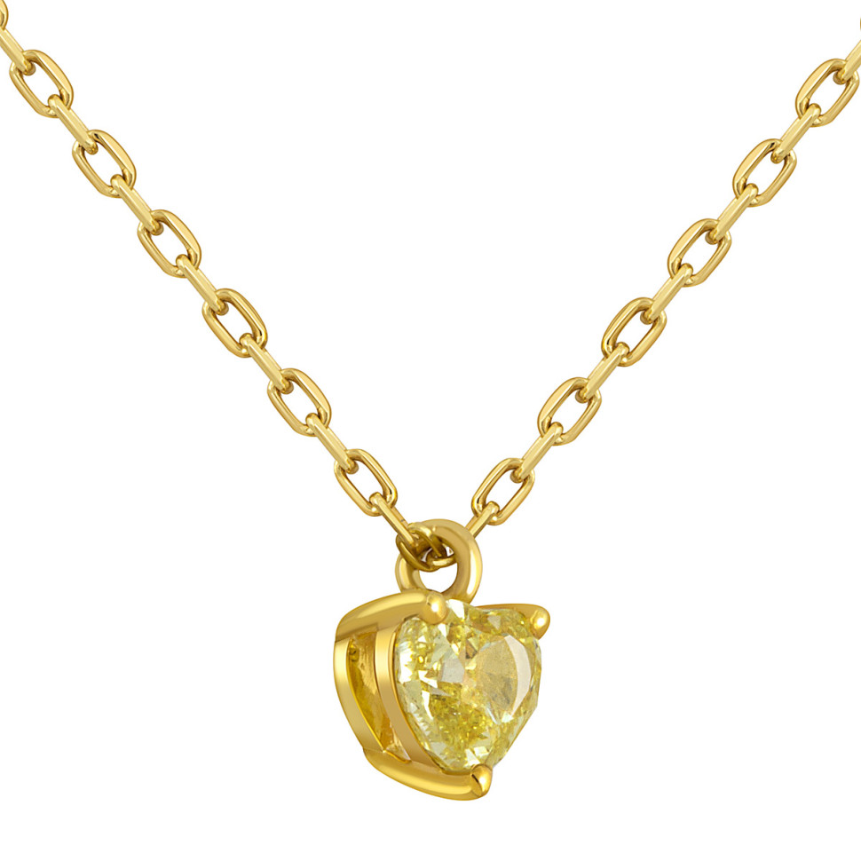 Колье из жёлтого золота с жёлтым бриллиантом Сердце (052097)