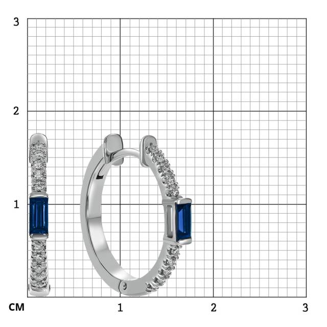 Серьги конго из белого золота с бриллиантами и сапфирами (058532)