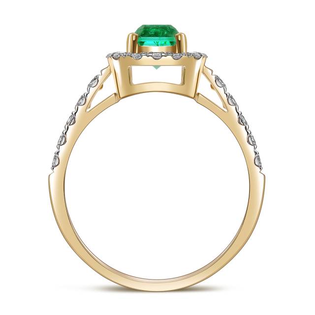 Кольцо из жёлтого золота с бриллиантами и изумрудом (055503)