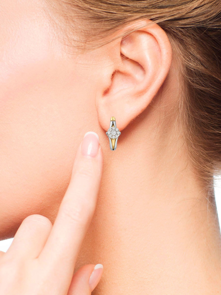 Серьги из комбинированного золота с бриллиантами (038522)