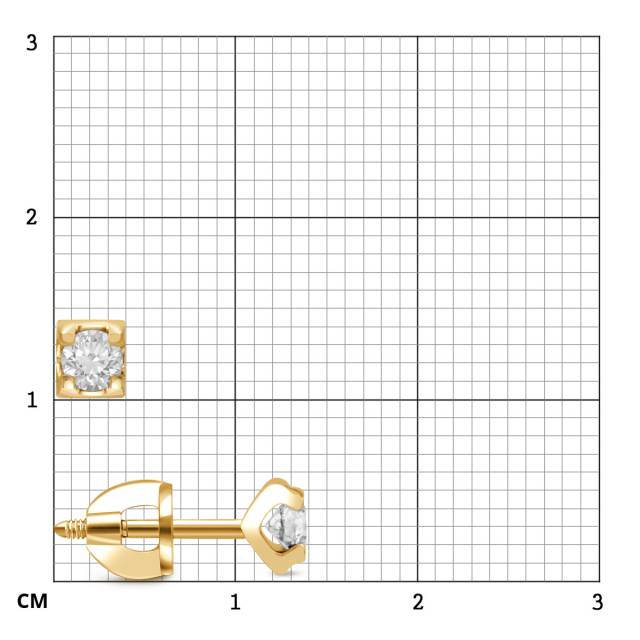 Серьги пусеты из жёлтого золота с бриллиантами (038027)