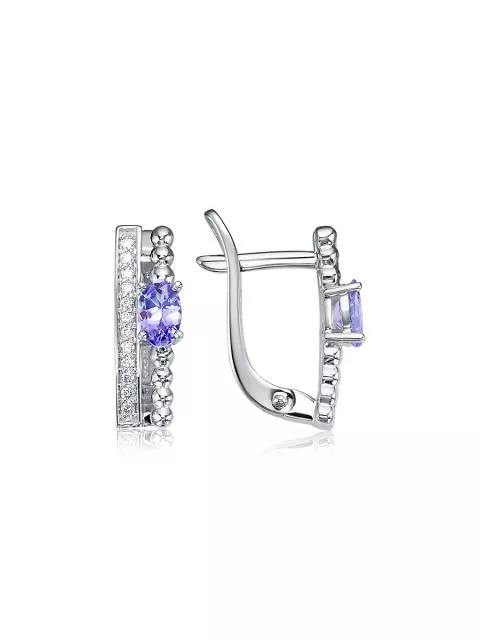Серьги из белого золота с бриллиантами и топазами (050887)