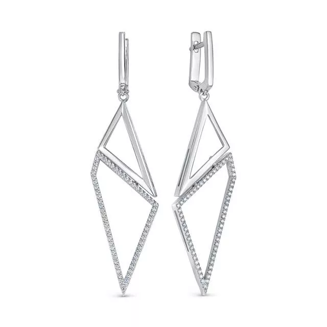 Серьги из белого золота с бриллиантами (049640)