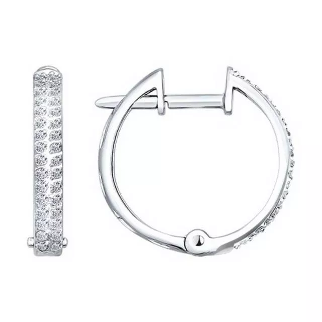 Серьги Конго из белого золота с бриллиантами (027888)